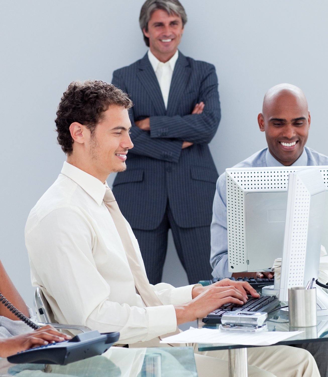 modern business team working with technology