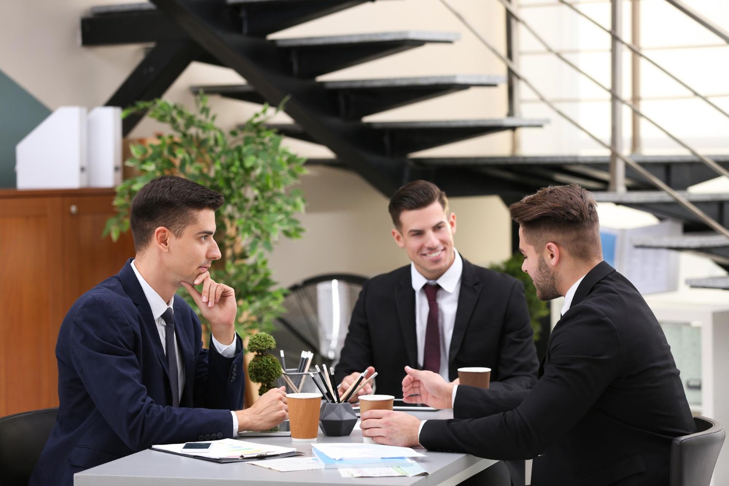 business team meeting client office