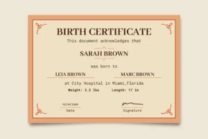 Birth certificate document for translation